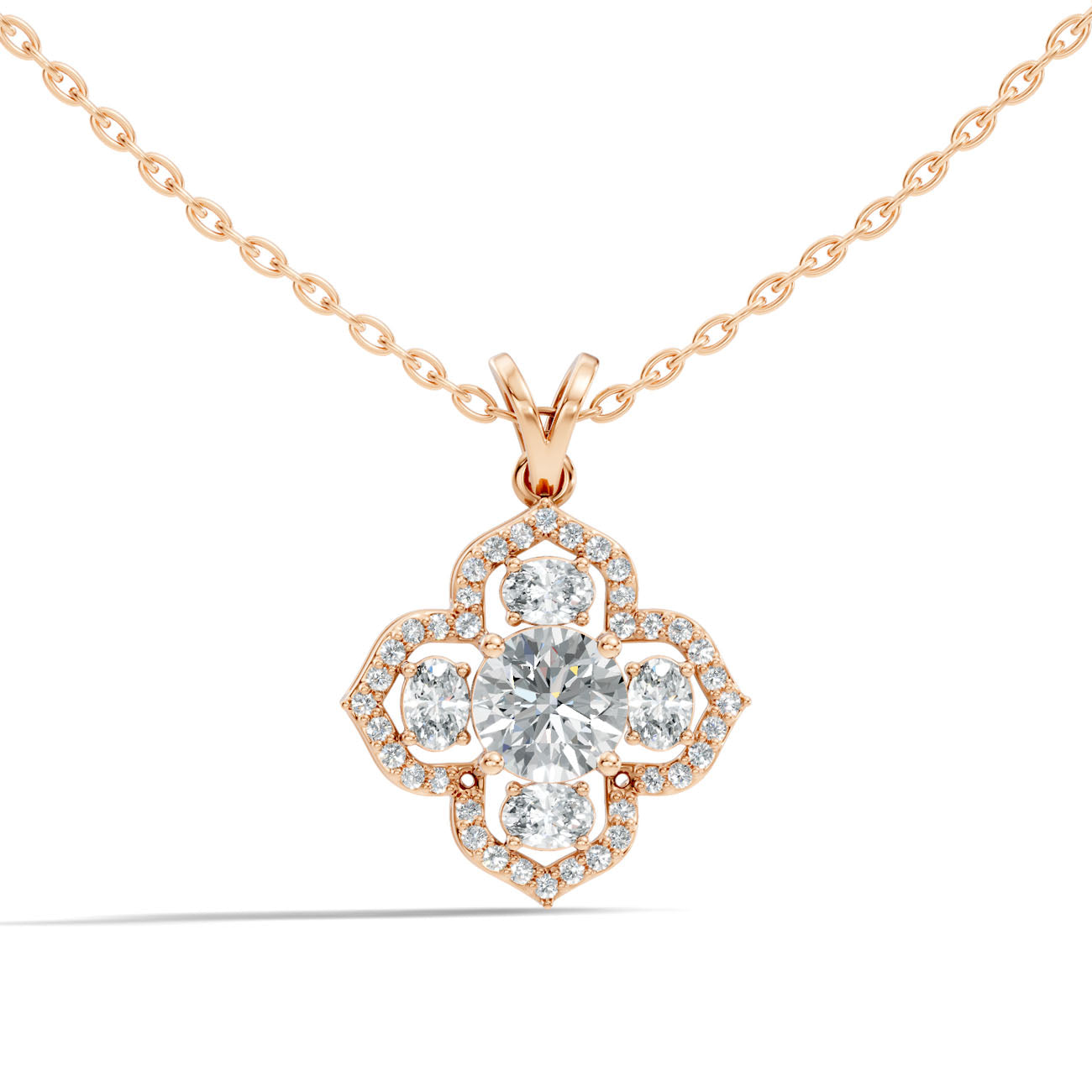 1.37 Ct. Round Diamond Floral Halo Pendant Necklace (GJSPD-147) 7