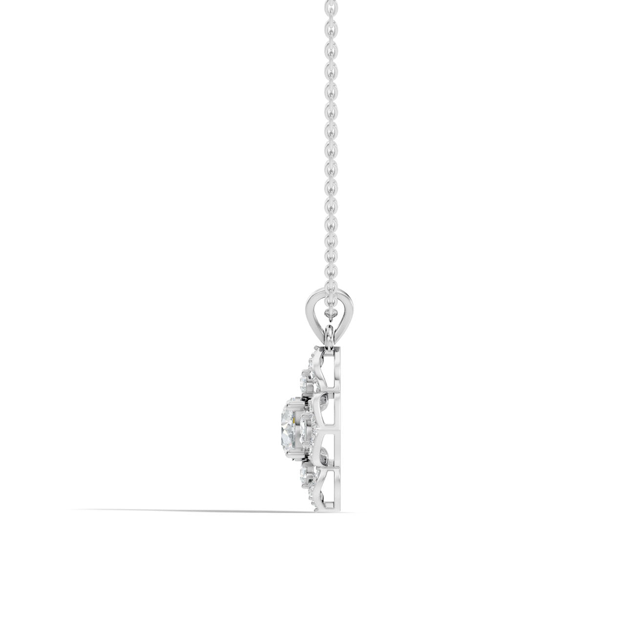 1.37 Ct. Round Diamond Floral Halo Pendant Necklace (GJSPD-147) 6