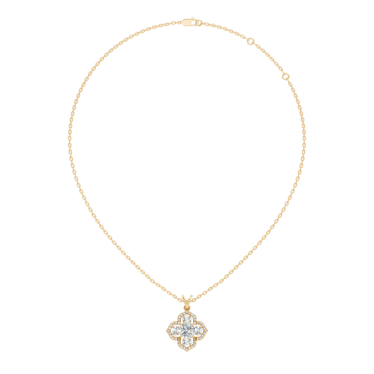 1.37 Ct. Round Diamond Floral Halo Pendant Necklace (GJSPD-147) 8