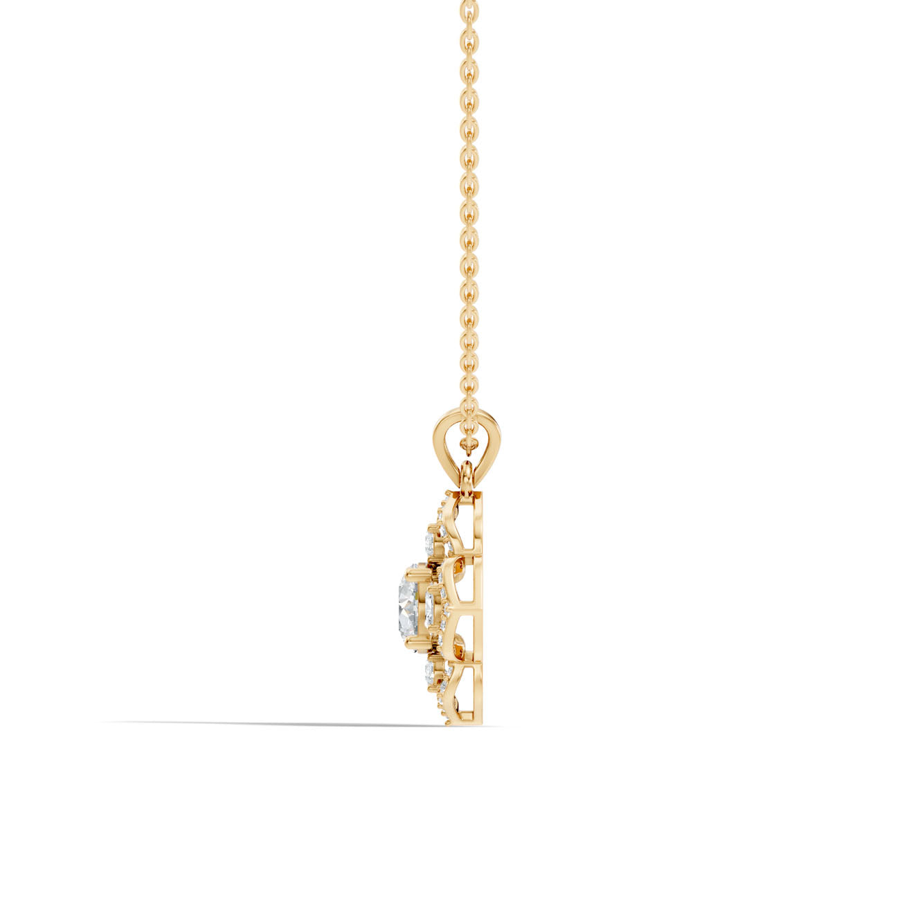 1.37 Ct. Round Diamond Floral Halo Pendant Necklace (GJSPD-147) 3