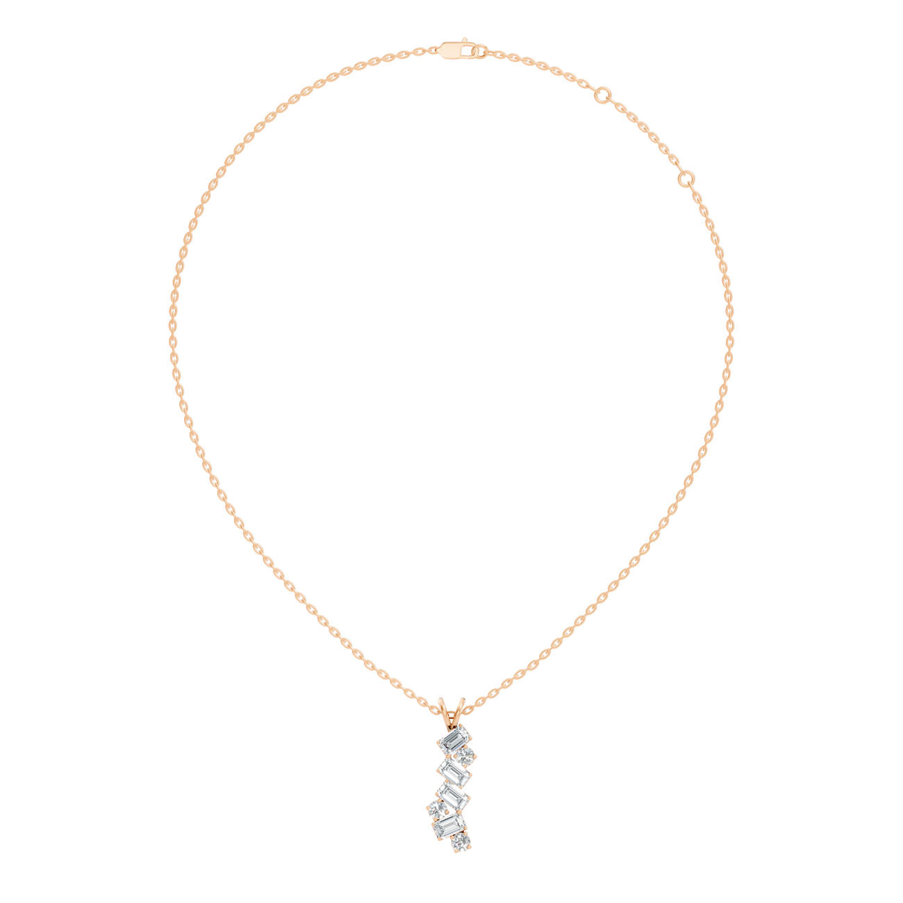 1.30 Ct. Emerald & Round Diamond Vertical Drop Pendant Necklace (GJSPD-148)