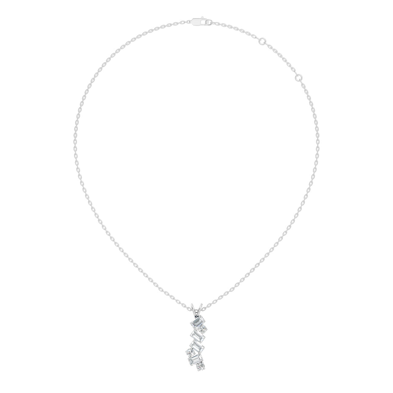 1.30 Ct. Emerald & Round Diamond Vertical Drop Pendant Necklace (GJSPD-148) 5