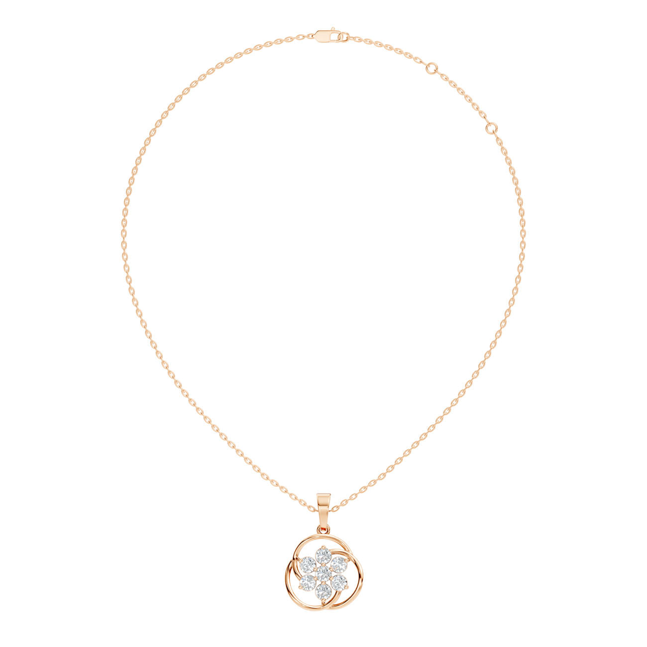 1.37 Ct. Round Diamond Floral Swirl Pendant Necklace (GJSPD-149)