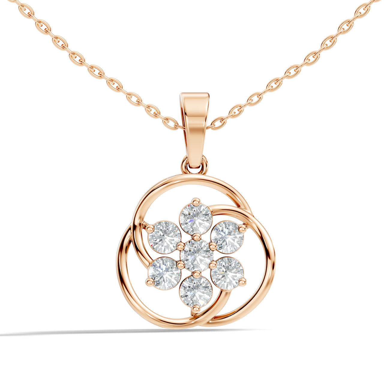 1.37 Ct. Round Diamond Floral Swirl Pendant Necklace (GJSPD-149) 8