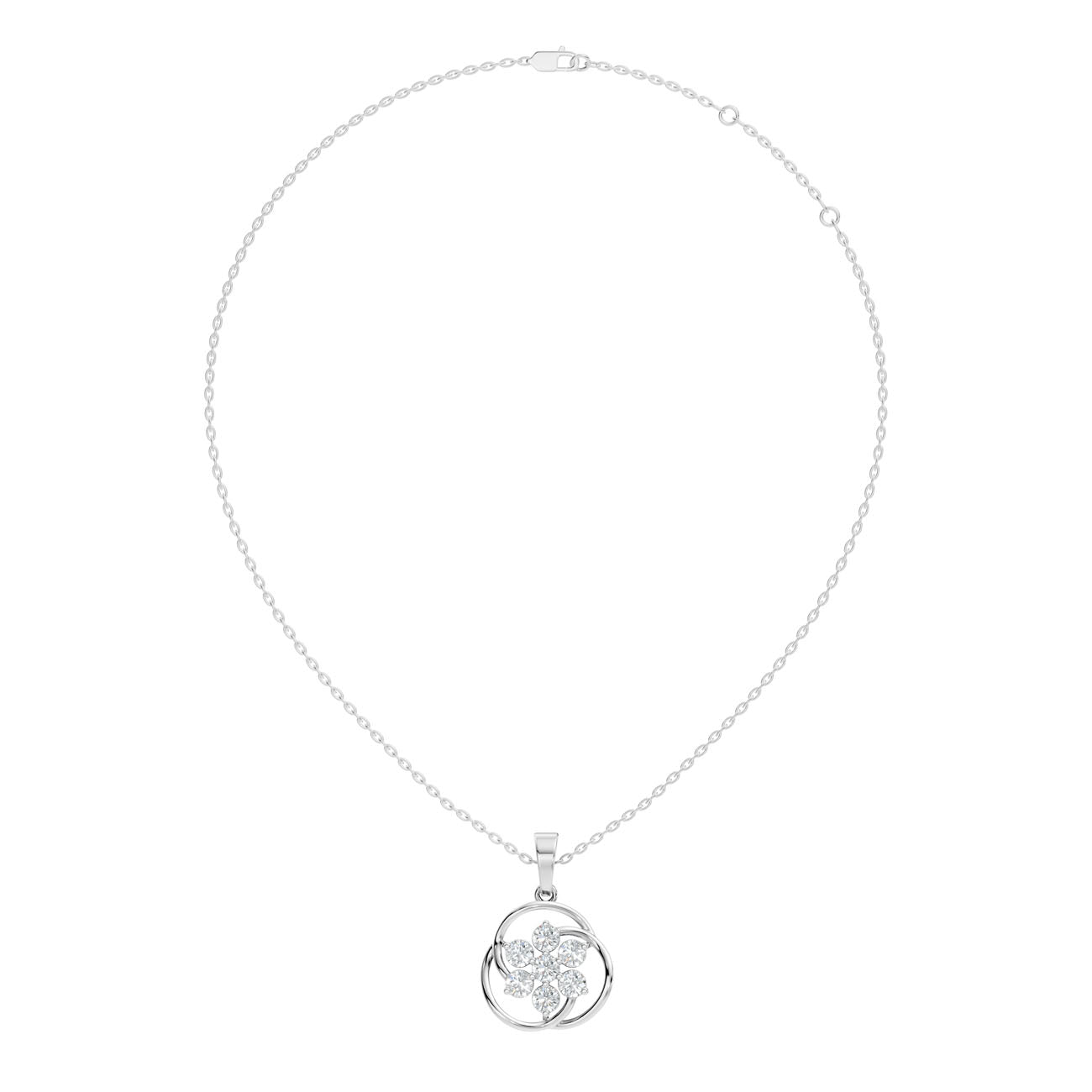 1.37 Ct. Round Diamond Floral Swirl Pendant Necklace (GJSPD-149) 5