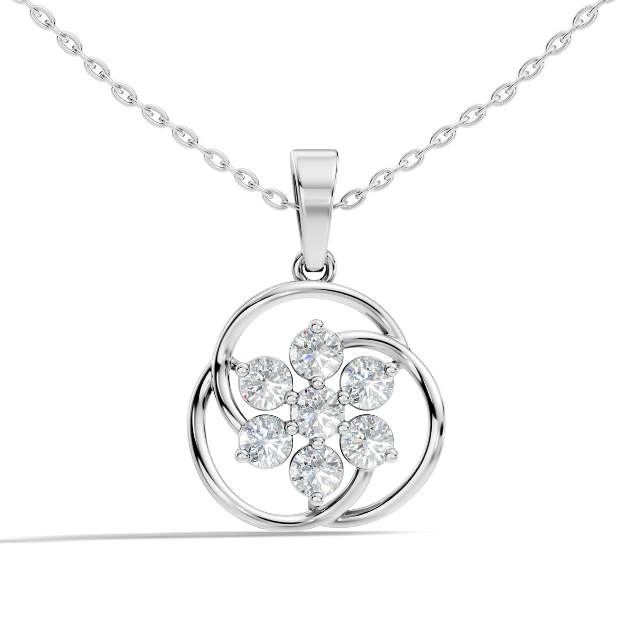 1.37 Ct. Round Diamond Floral Swirl Pendant Necklace (GJSPD-149)