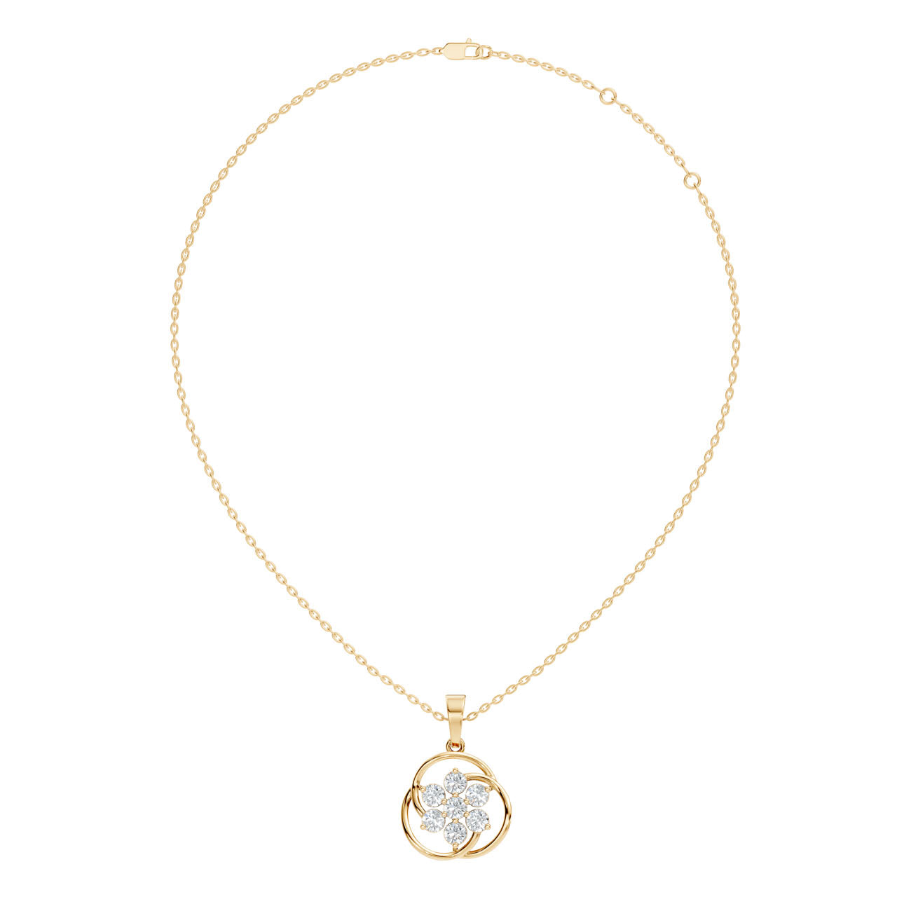 1.37 Ct. Round Diamond Floral Swirl Pendant Necklace (GJSPD-149) 7
