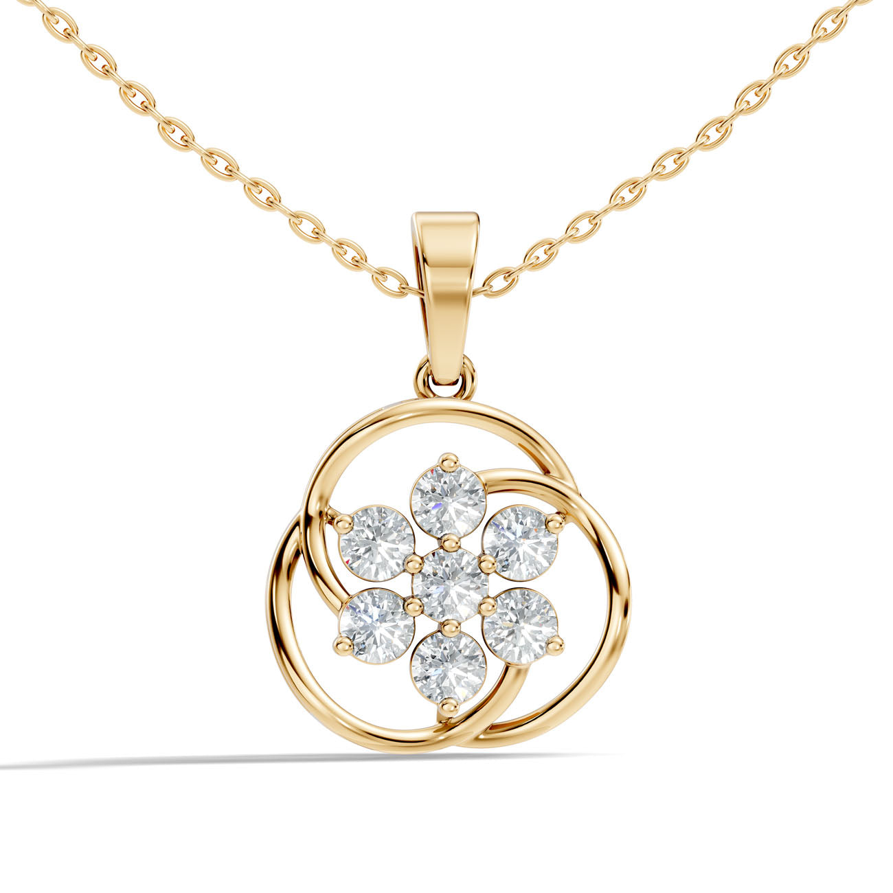 1.37 Ct. Round Diamond Floral Swirl Pendant Necklace (GJSPD-149) 4