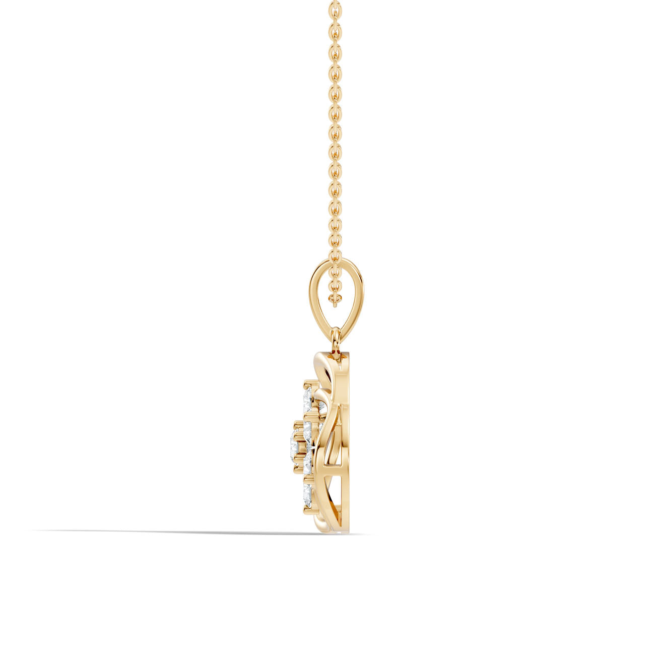 1.37 Ct. Round Diamond Floral Swirl Pendant Necklace (GJSPD-149) 3