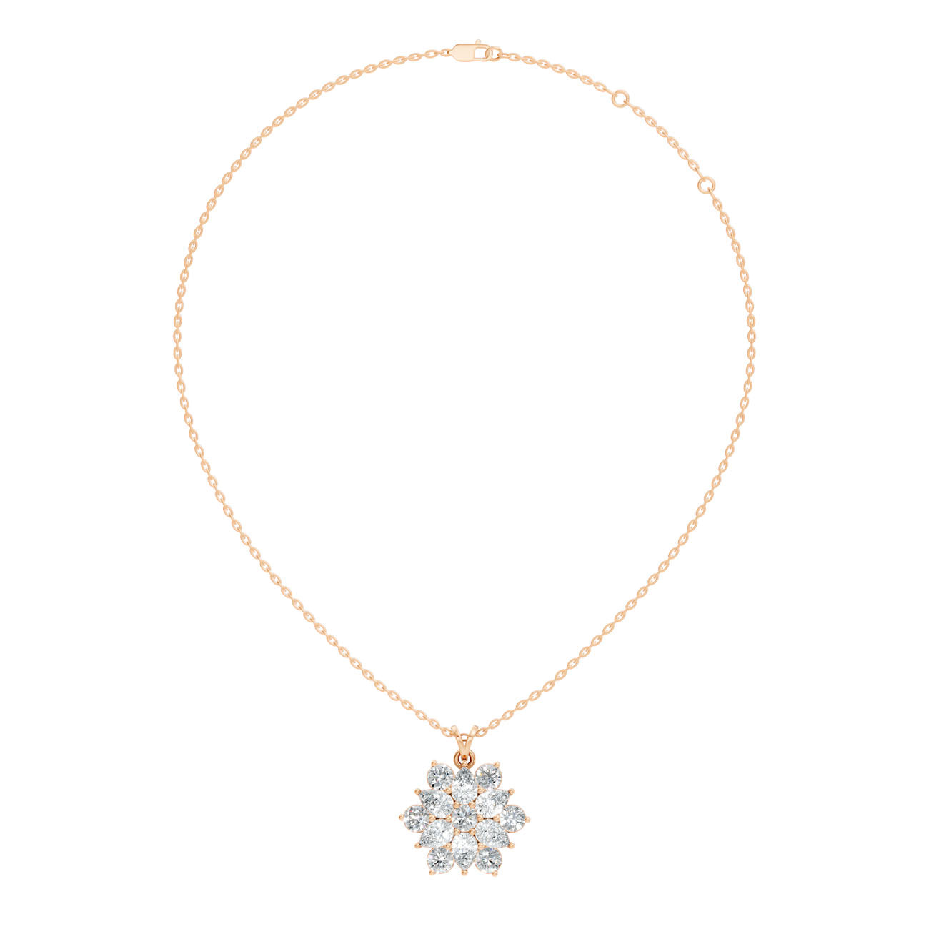 4.23 Ct. Round & Pear Diamond Cluster Flower Pendant Necklace (GJSPD-151)