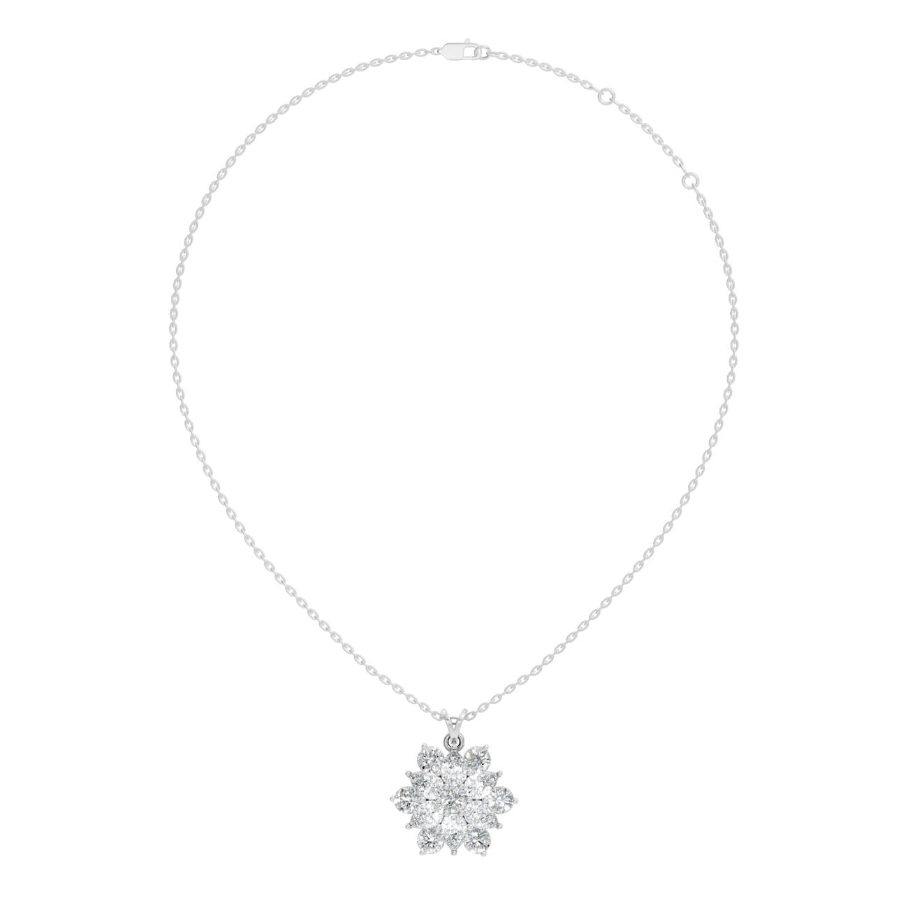 4.23 Ct. Round & Pear Diamond Cluster Flower Pendant Necklace (GJSPD-151) 5