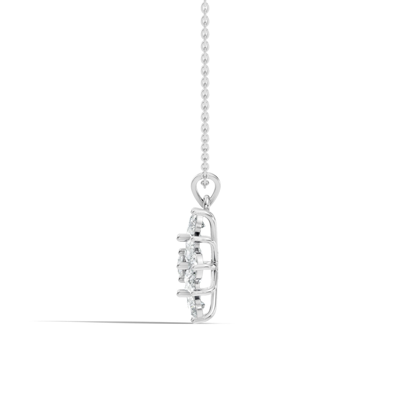 4.23 Ct. Round & Pear Diamond Cluster Flower Pendant Necklace (GJSPD-151) 6
