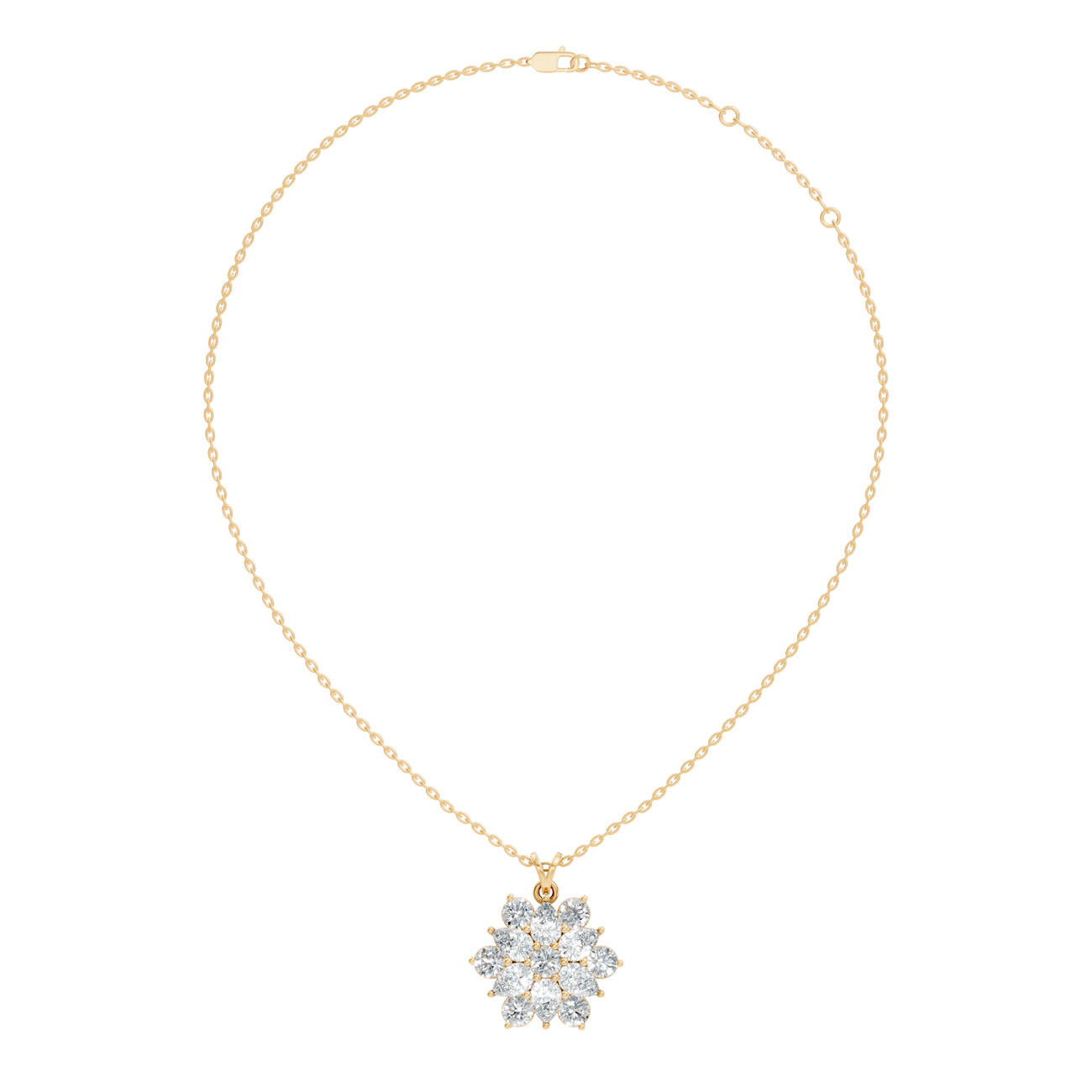 4.23 Ct. Round & Pear Diamond Cluster Flower Pendant Necklace (GJSPD-151) 7
