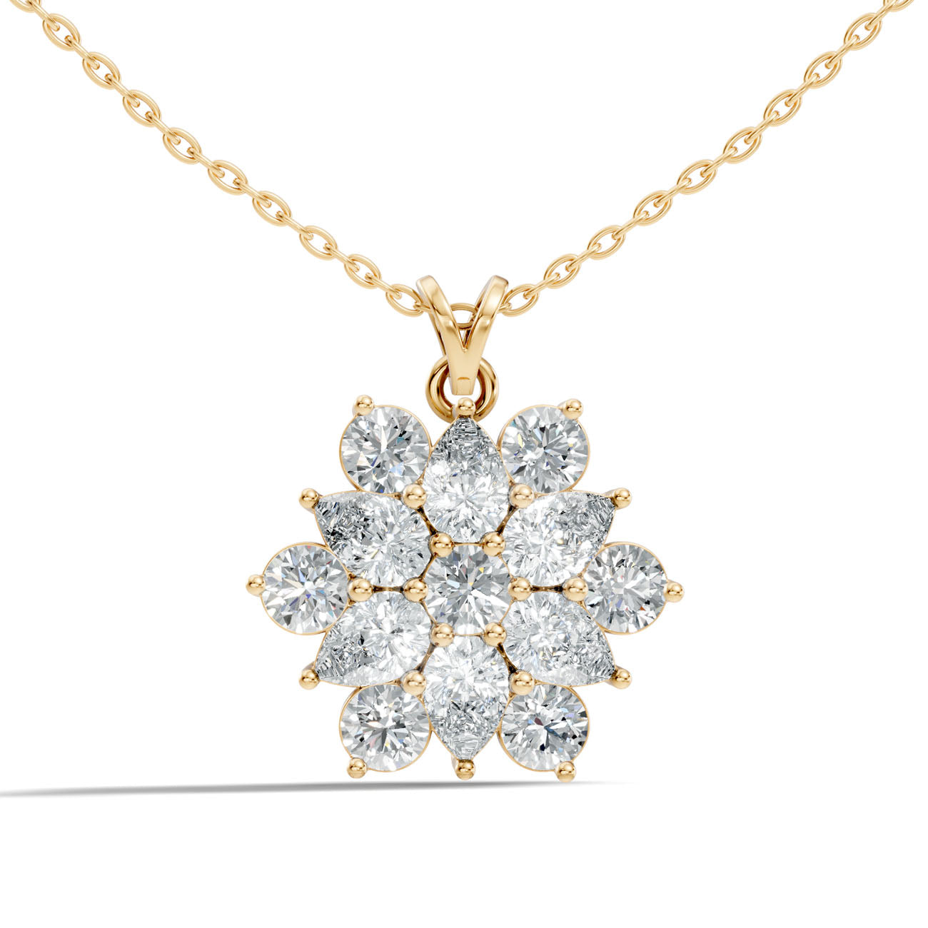 4.23 Ct. Round & Pear Diamond Cluster Flower Pendant Necklace (GJSPD-151) 8