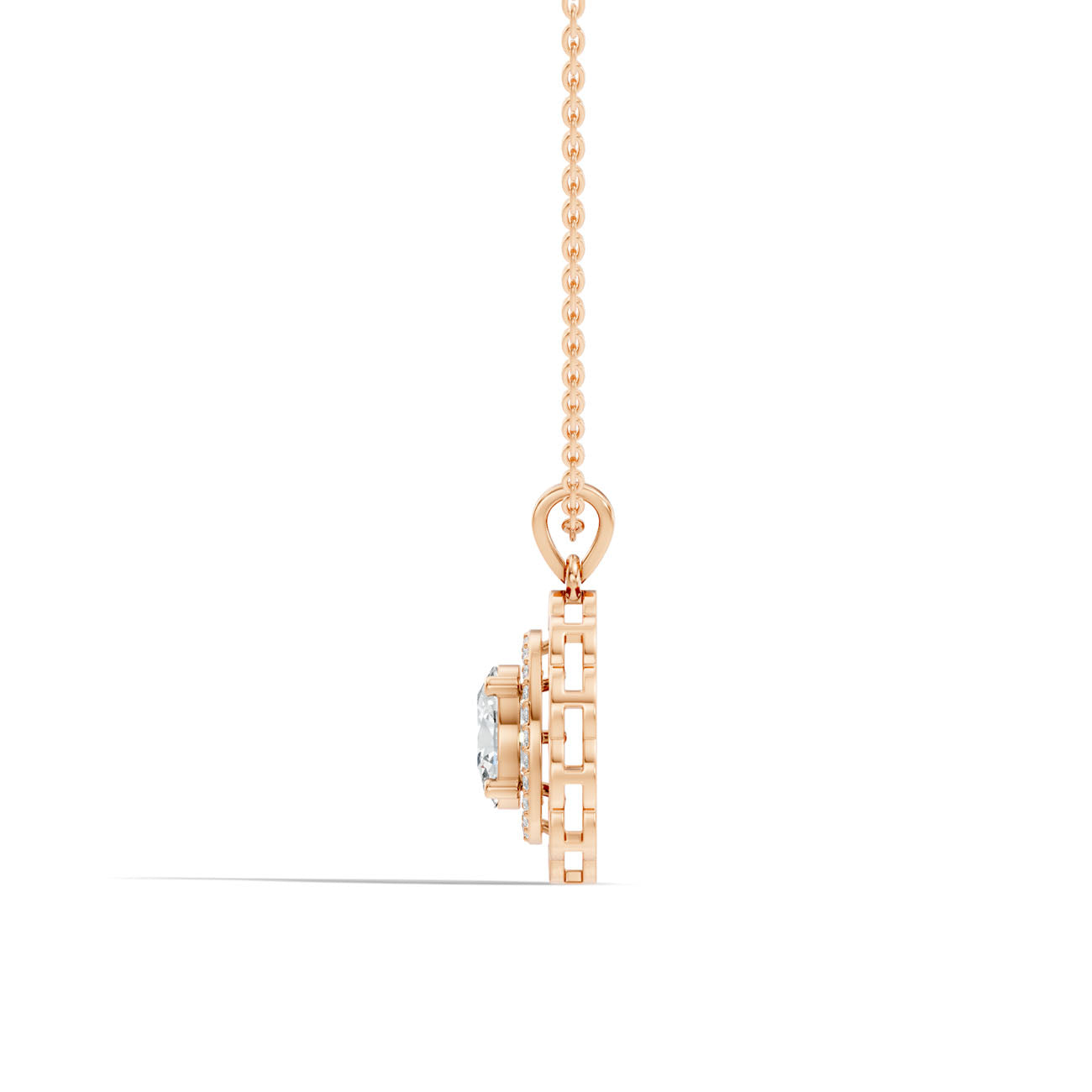 1.15 Ct. Oval Diamond Halo Floral Pendant Necklace (GJSPD-154) 3