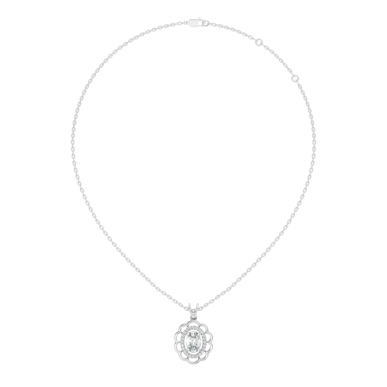 1.15 Ct. Oval Diamond Halo Floral Pendant Necklace (GJSPD-154) 5