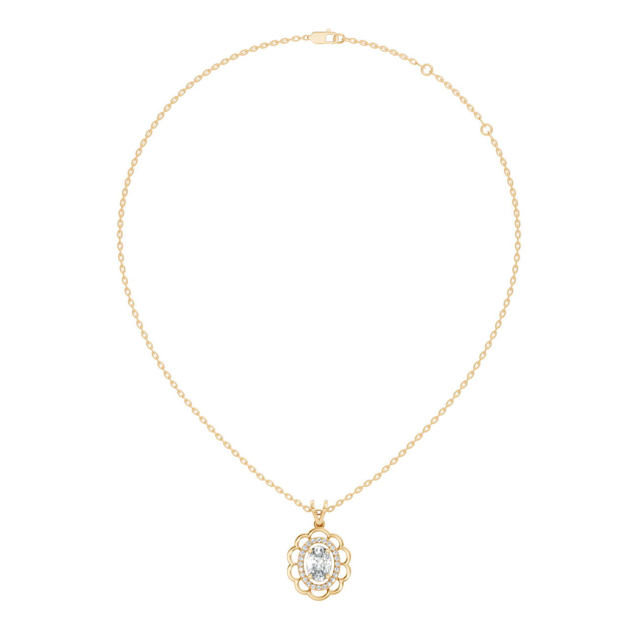 1.15 Ct. Oval Diamond Halo Floral Pendant Necklace (GJSPD-154) 7