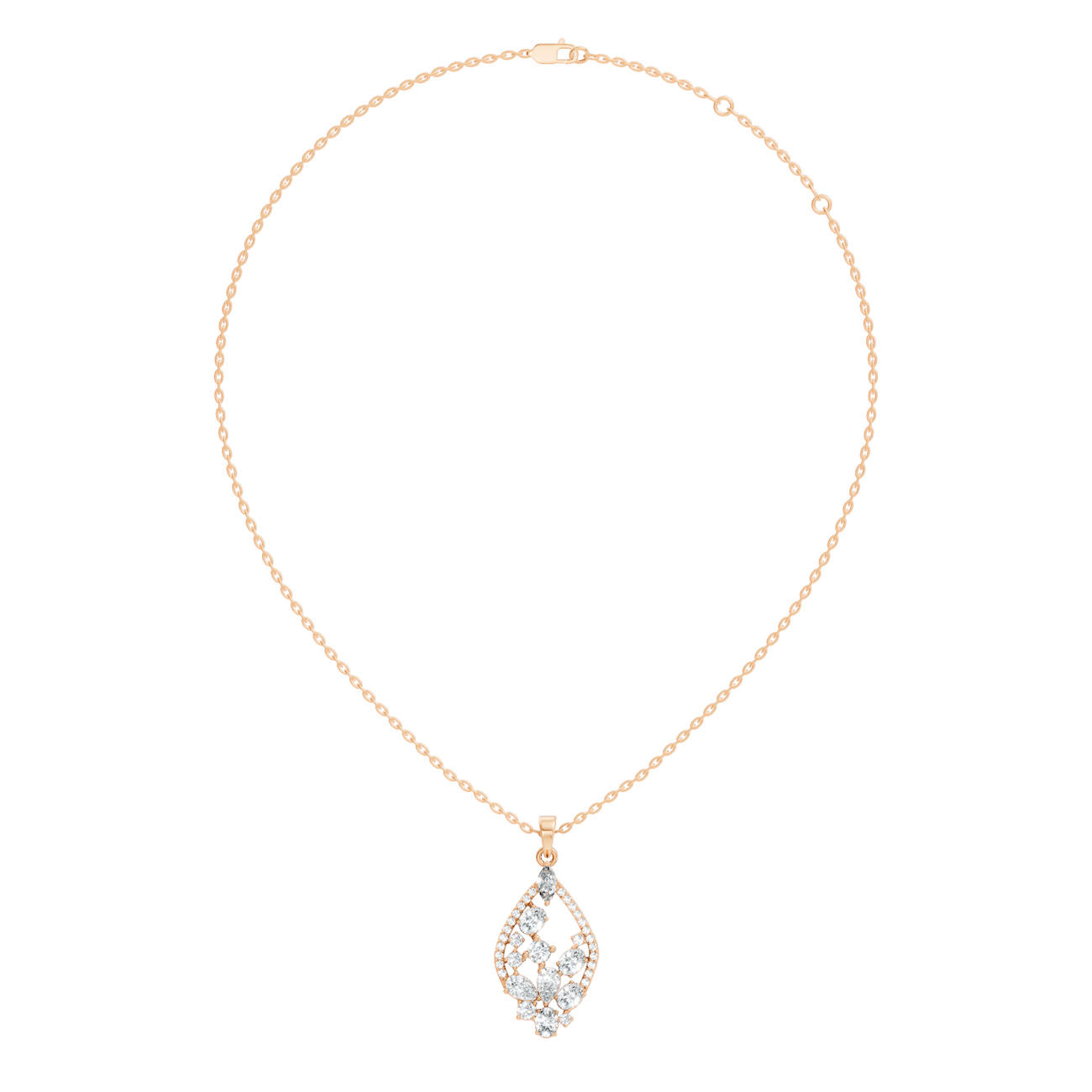 1.20 Ct. Marquise & Mixed-Cut Diamond Teardrop Pendant Necklace (GJSPD-160)