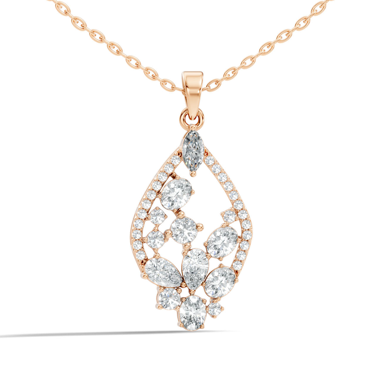 1.20 Ct. Marquise & Mixed-Cut Diamond Teardrop Pendant Necklace (GJSPD-160) 4