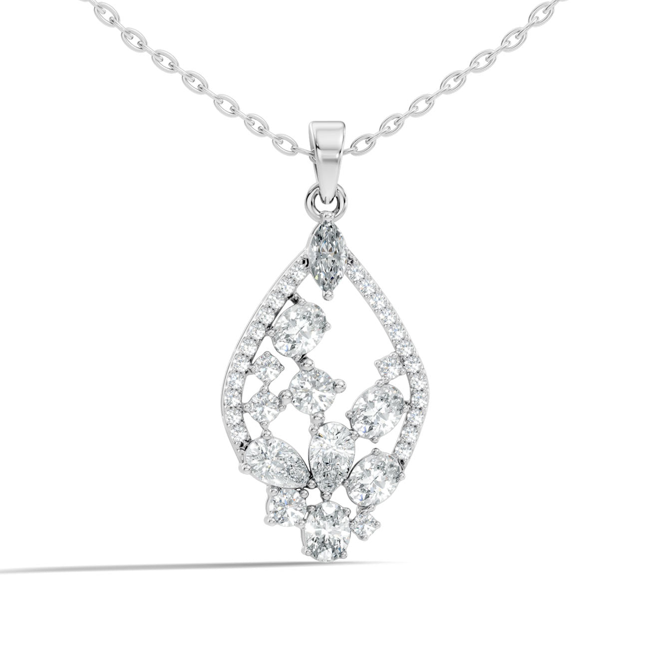 1.20 Ct. Marquise & Mixed-Cut Diamond Teardrop Pendant Necklace (GJSPD-160)