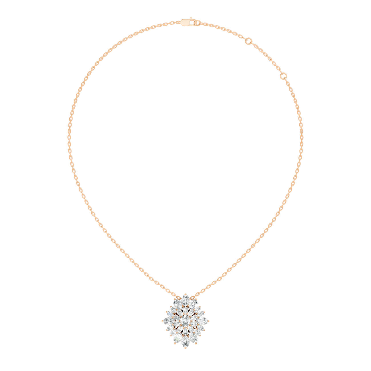 2.25 Ct. Oval Diamond Floral Cluster Pendant Necklace (GJSPD-164)