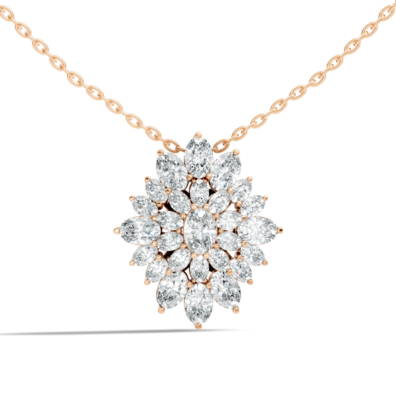 2.25 Ct. Oval Diamond Floral Cluster Pendant Necklace (GJSPD-164) 8