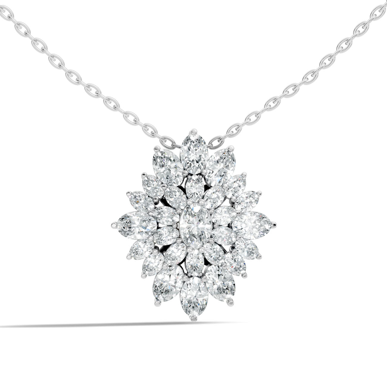 2.25 Ct. Oval Diamond Floral Cluster Pendant Necklace (GJSPD-164)