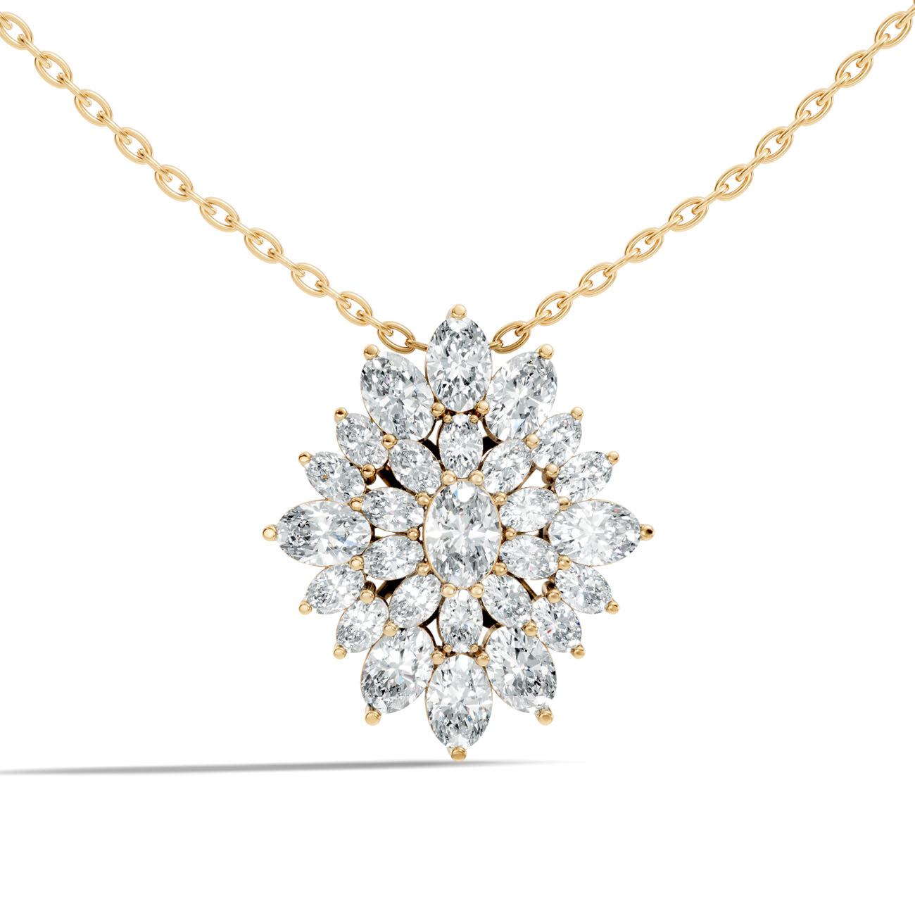 2.25 Ct. Oval Diamond Floral Cluster Pendant Necklace (GJSPD-164) 4