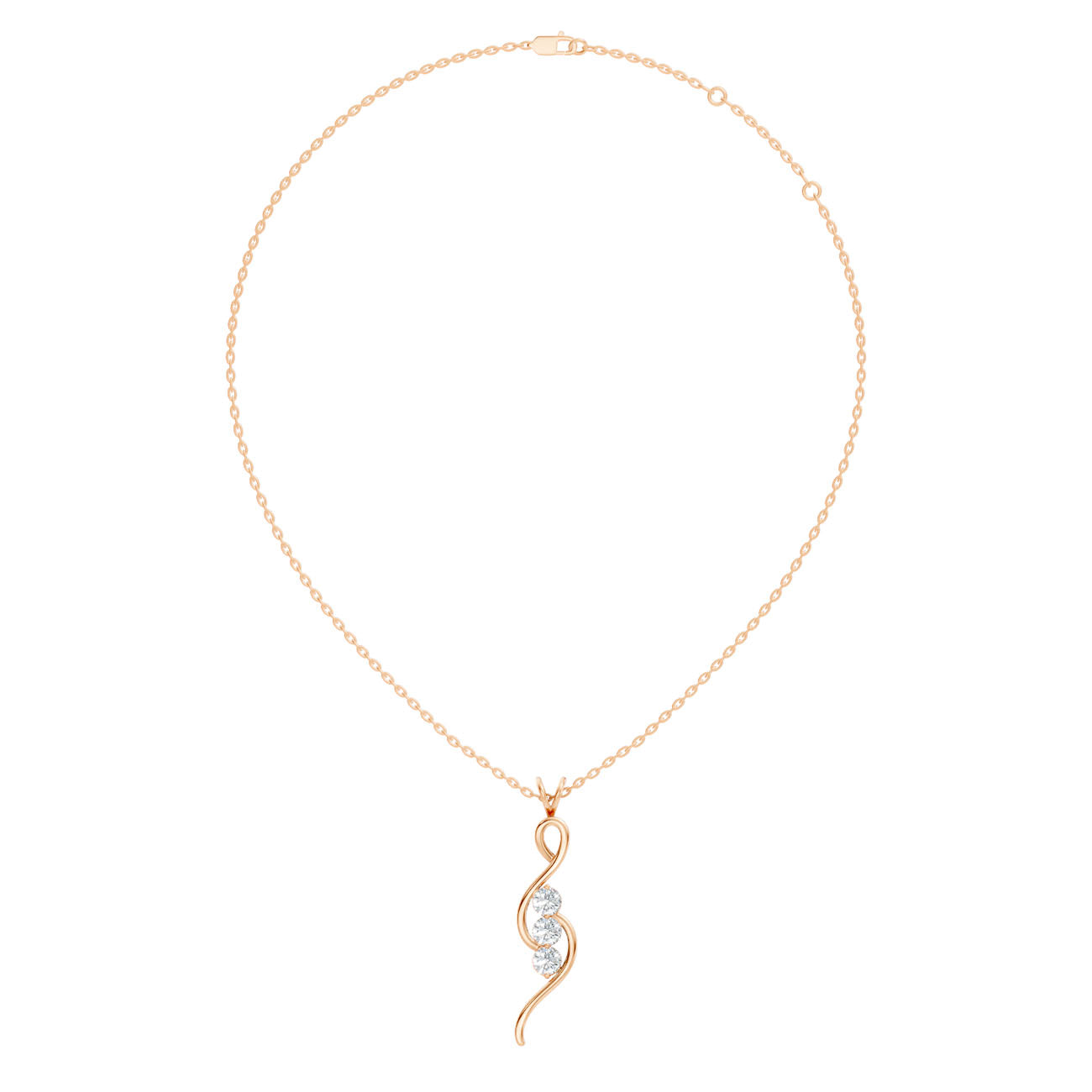 .90 Ct. Three-Stone Diamond Twist Pendant Necklace (GJSPD-167) 6