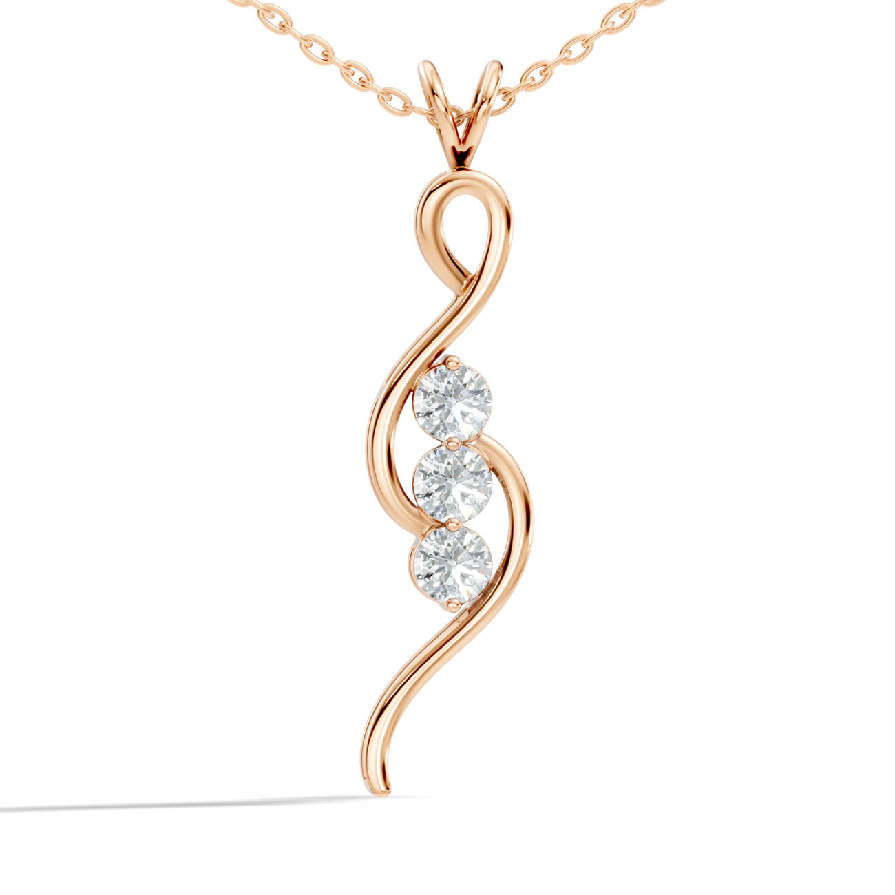 .90 Ct. Three-Stone Diamond Twist Pendant Necklace (GJSPD-167) 7