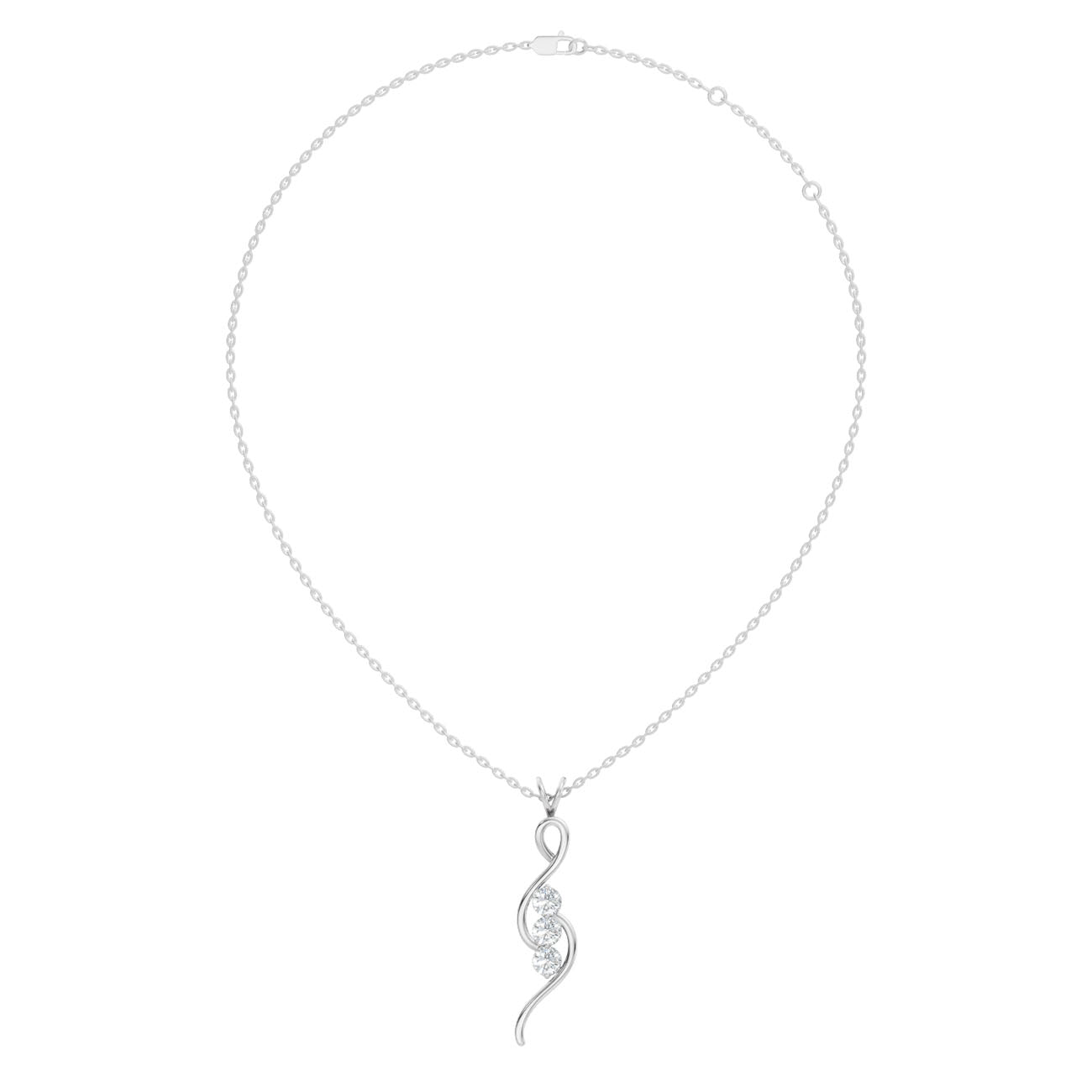 .90 Ct. Three-Stone Diamond Twist Pendant Necklace (GJSPD-167) 9
