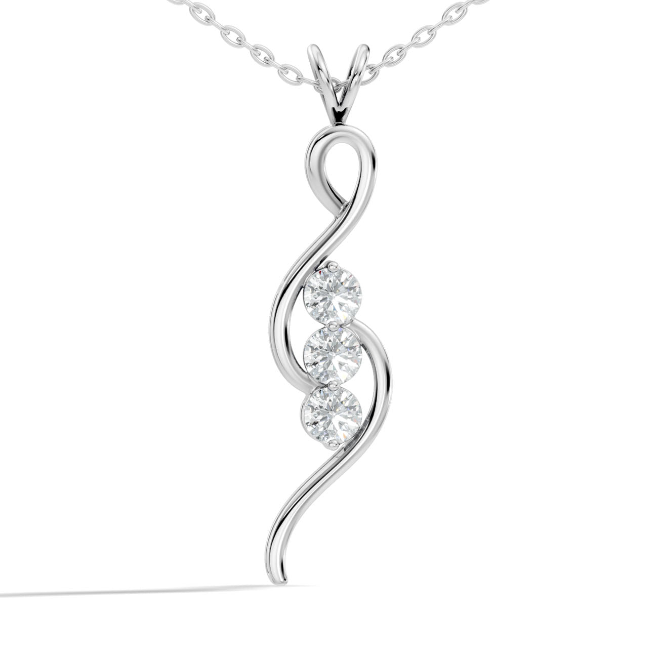 .90 Ct. Three-Stone Diamond Twist Pendant Necklace (GJSPD-167)