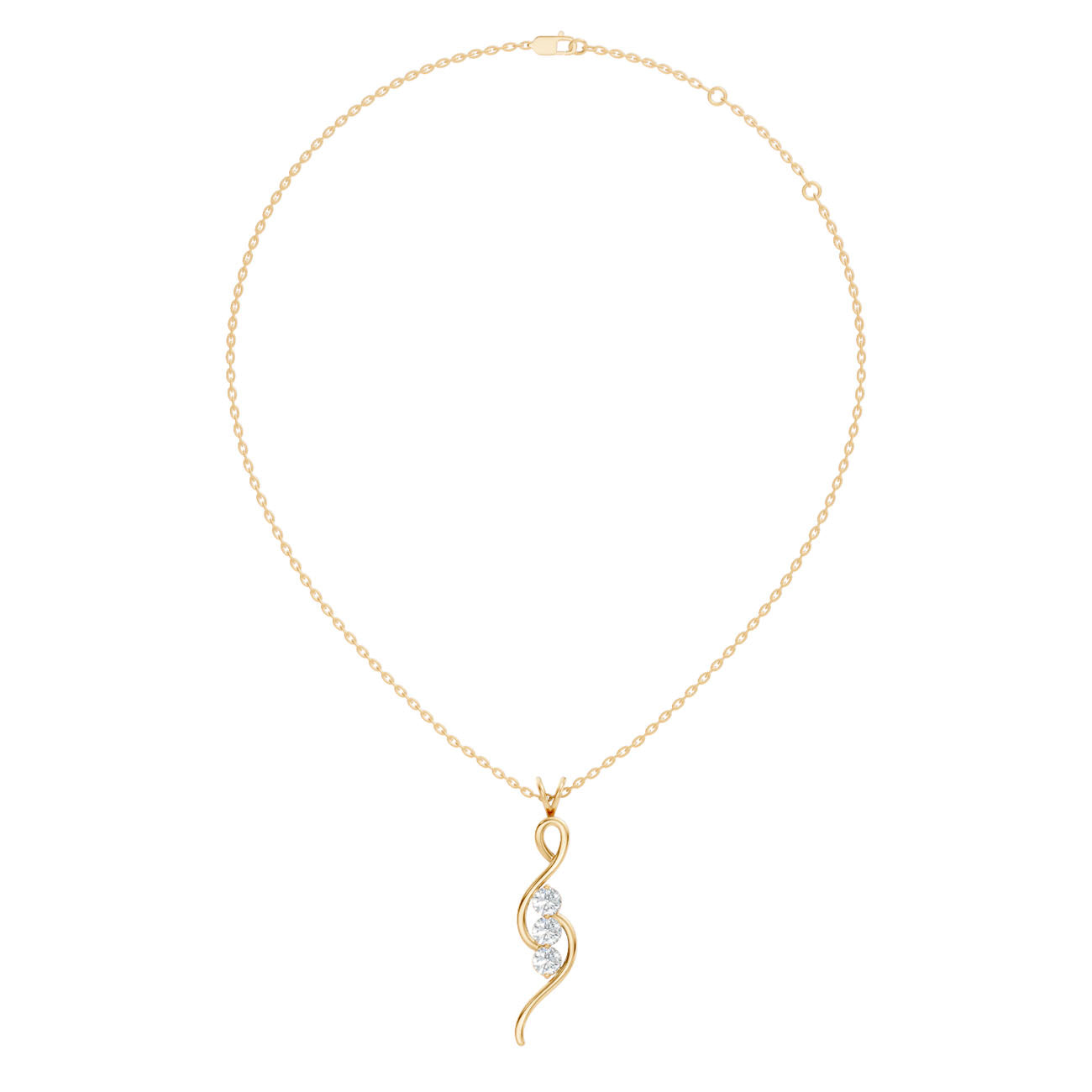 .90 Ct. Three-Stone Diamond Twist Pendant Necklace (GJSPD-167)