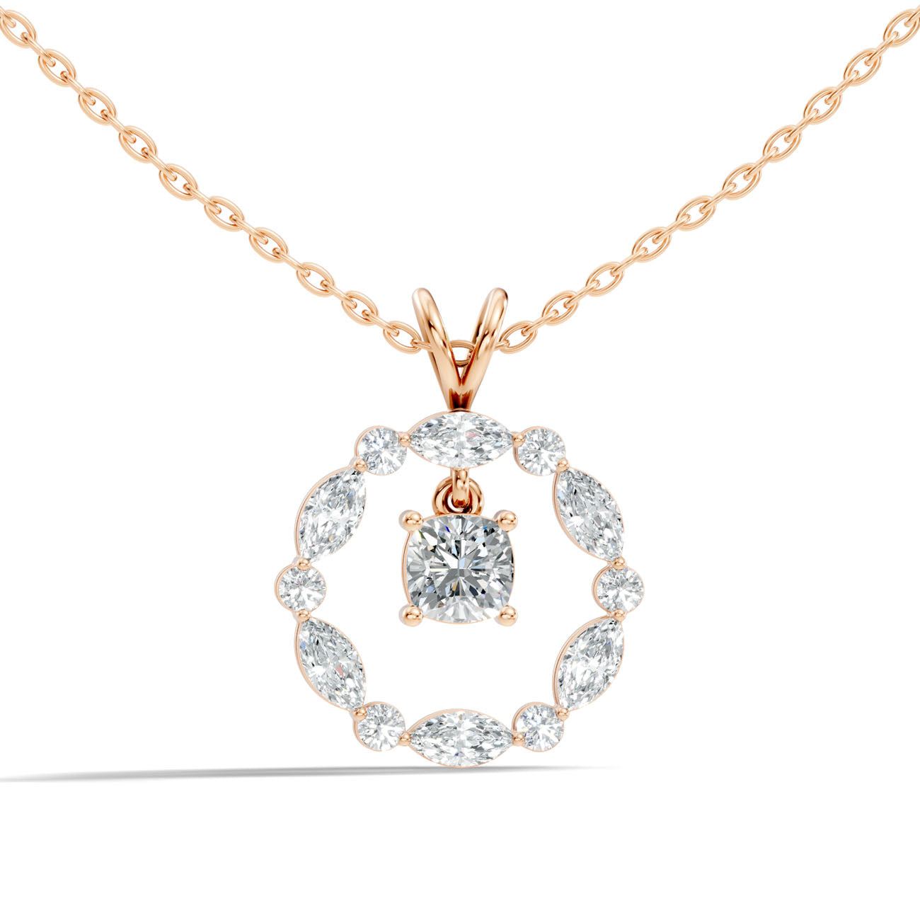 1.45 Ct. Cushion-Cut Diamond Halo Circle Pendant Necklace (GJSPD-171) 8