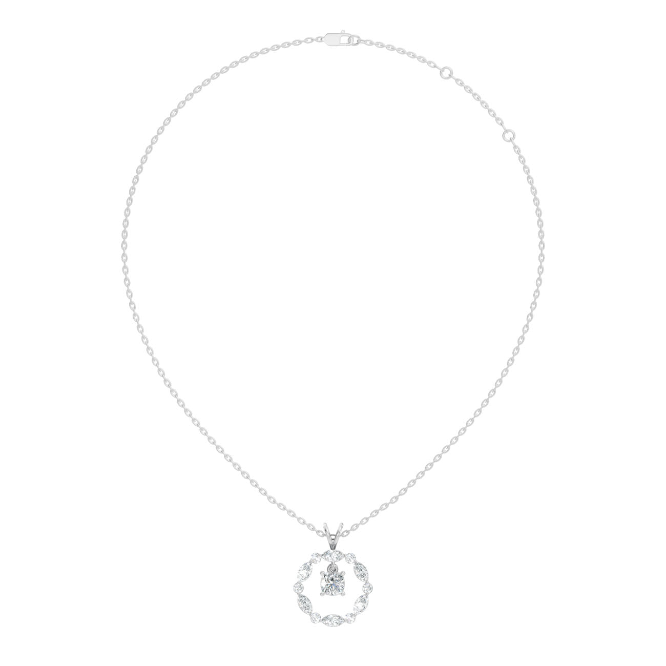 1.45 Ct. Cushion-Cut Diamond Halo Circle Pendant Necklace (GJSPD-171) 5