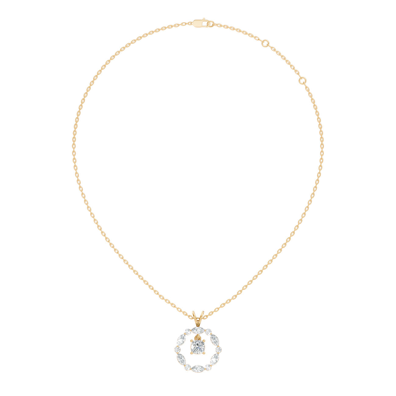 1.45 Ct. Cushion-Cut Diamond Halo Circle Pendant Necklace (GJSPD-171)