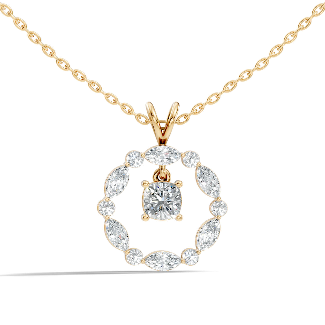 1.45 Ct. Cushion-Cut Diamond Halo Circle Pendant Necklace (GJSPD-171) 4
