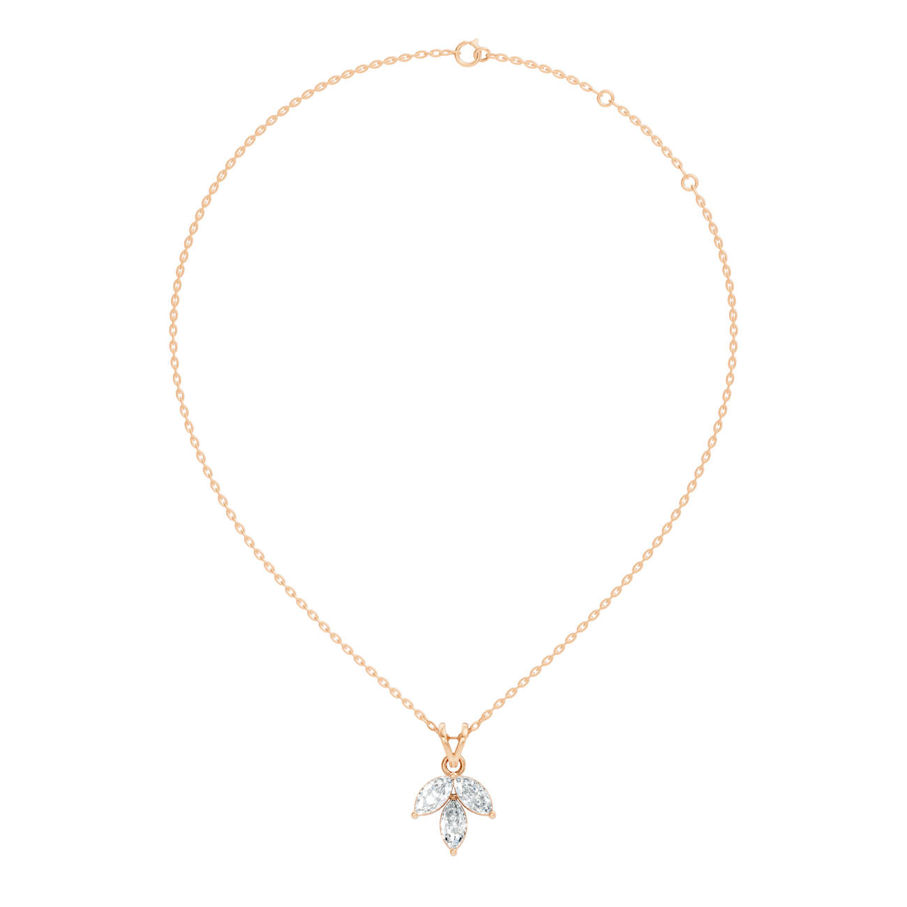 .90 Ct. Marquise Diamond Three-Stone Leaf Pendant Necklace (GJSPD-175)