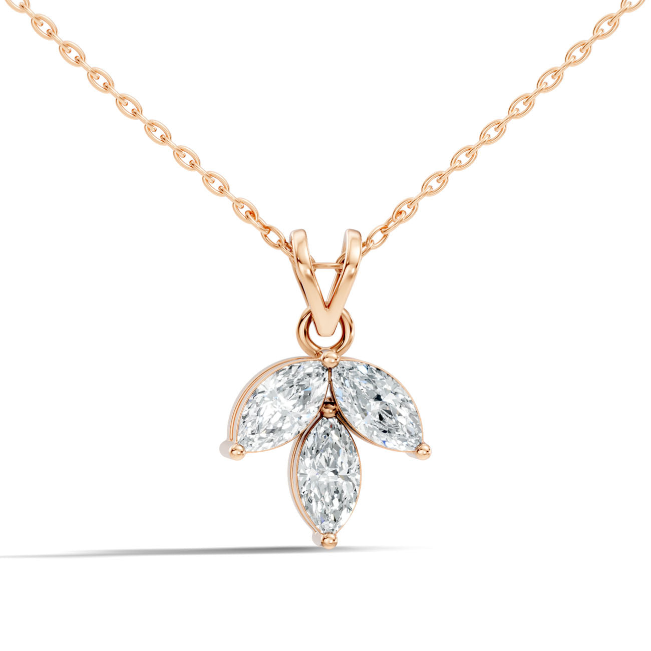 .90 Ct. Marquise Diamond Three-Stone Leaf Pendant Necklace (GJSPD-175) 4