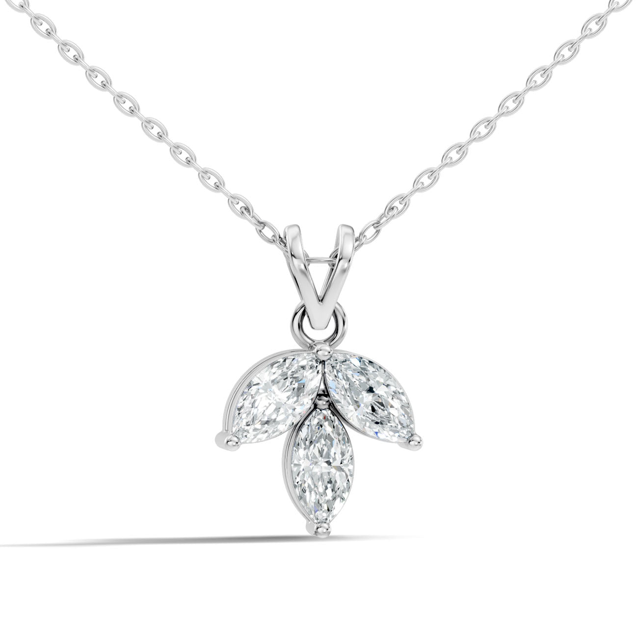 .90 Ct. Marquise Diamond Three-Stone Leaf Pendant Necklace (GJSPD-175)