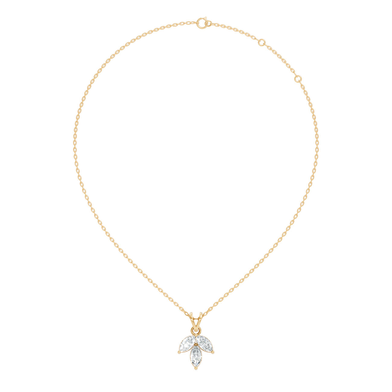 .90 Ct. Marquise Diamond Three-Stone Leaf Pendant Necklace (GJSPD-175) 7