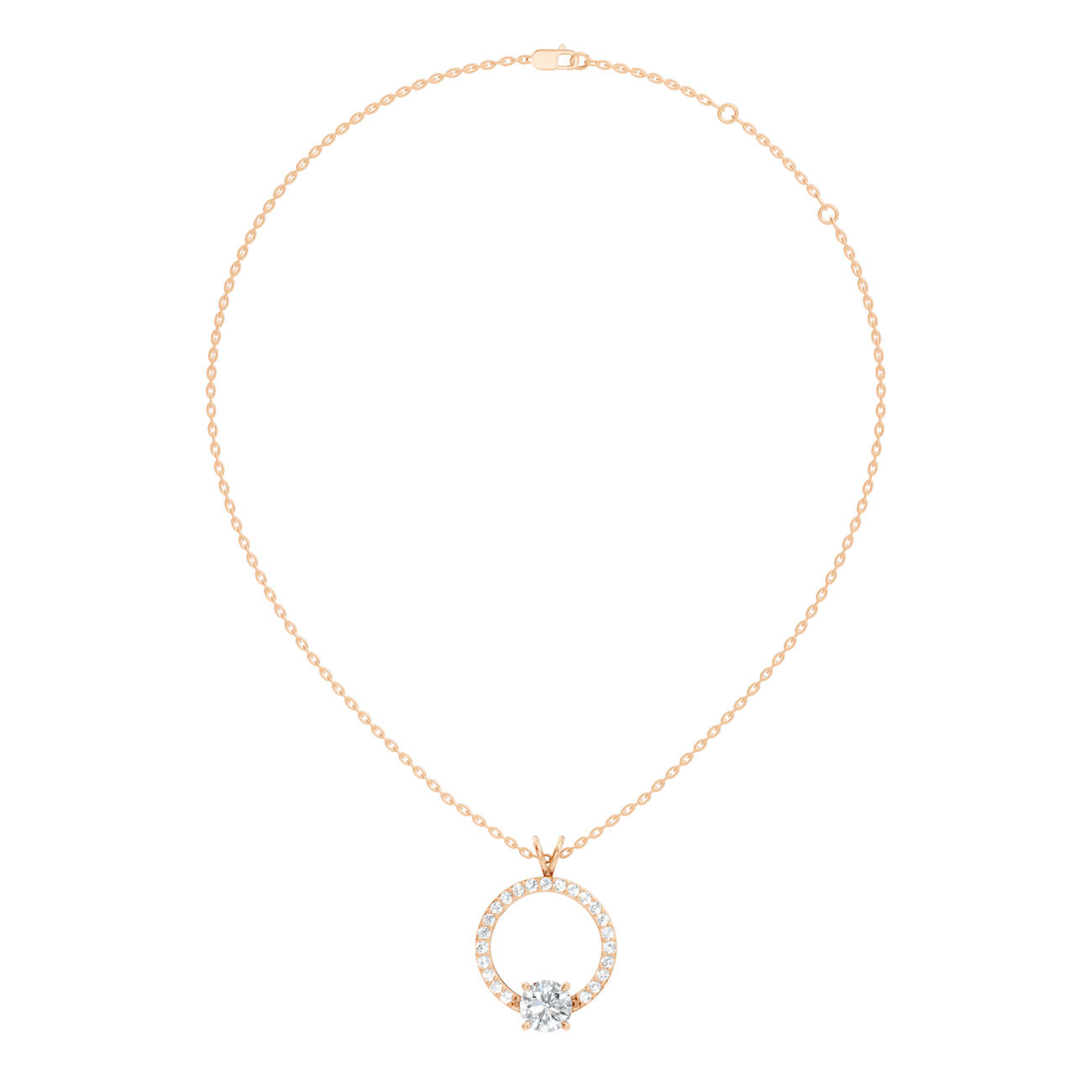 1.70 Ct. Round Diamond Circle Pendant with Floating Solitaire (GJSPD-176)