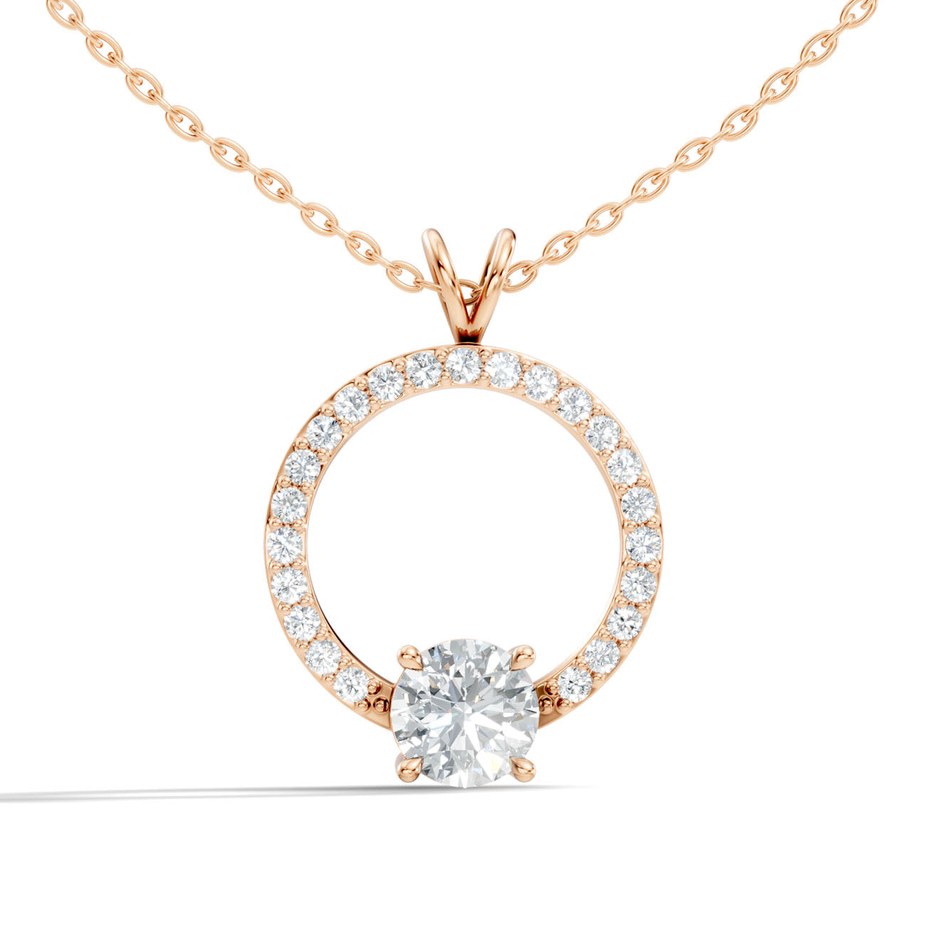 1.70 Ct. Round Diamond Circle Pendant with Floating Solitaire (GJSPD-176) 4