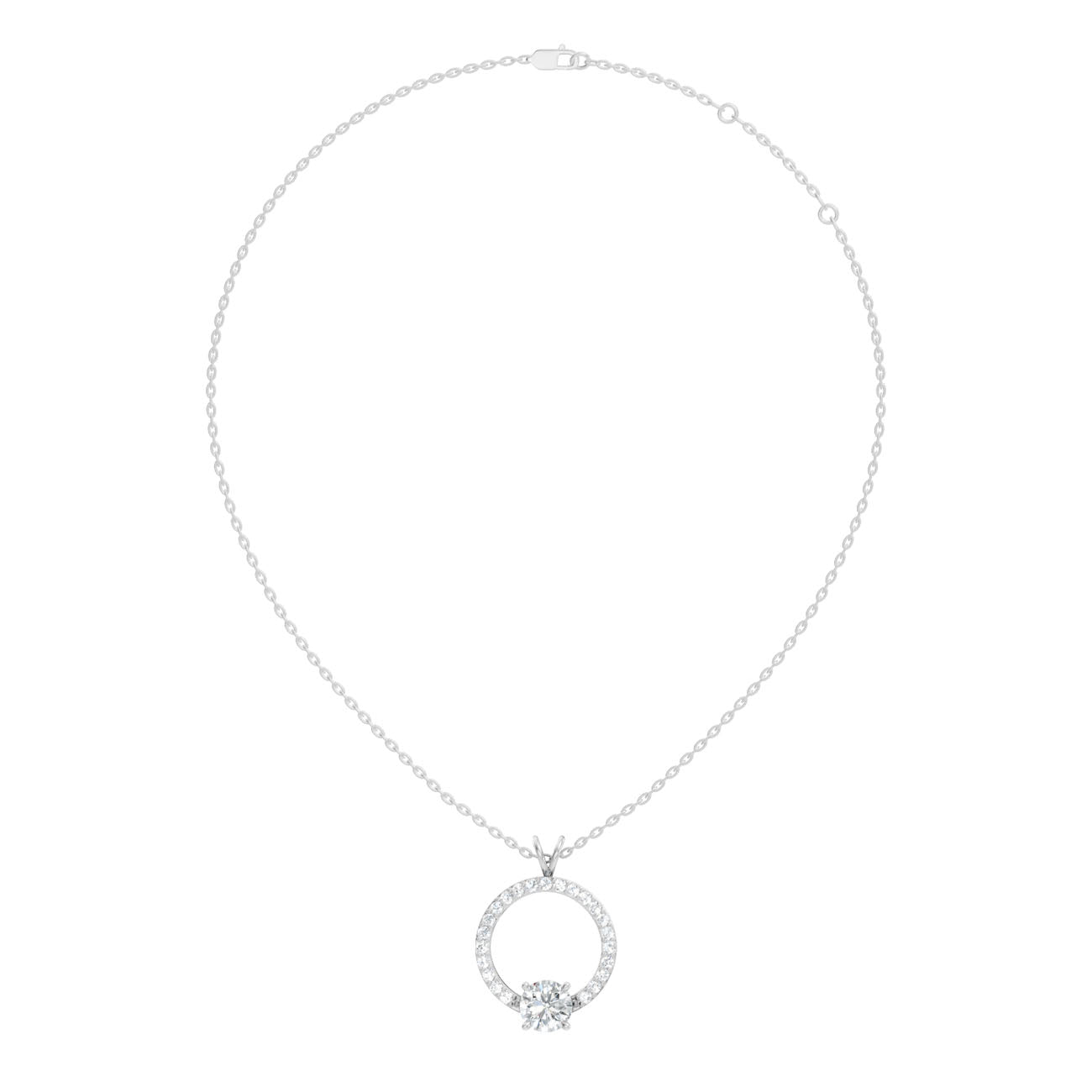 1.70 Ct. Round Diamond Circle Pendant with Floating Solitaire (GJSPD-176) 5