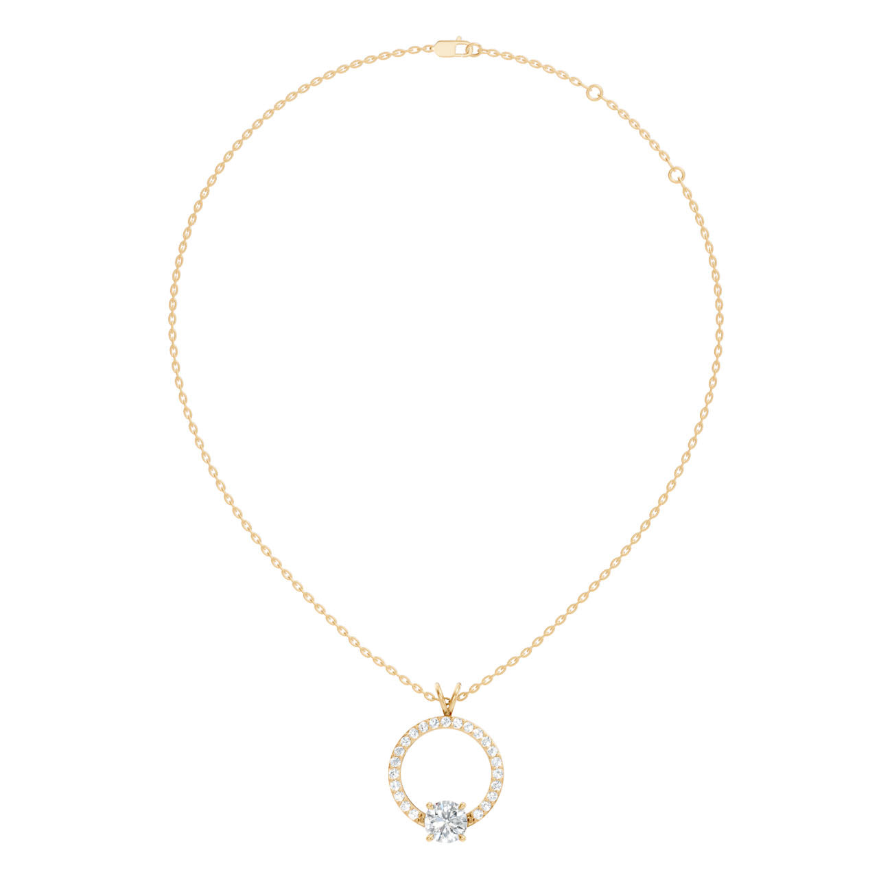1.70 Ct. Round Diamond Circle Pendant with Floating Solitaire (GJSPD-176) 7
