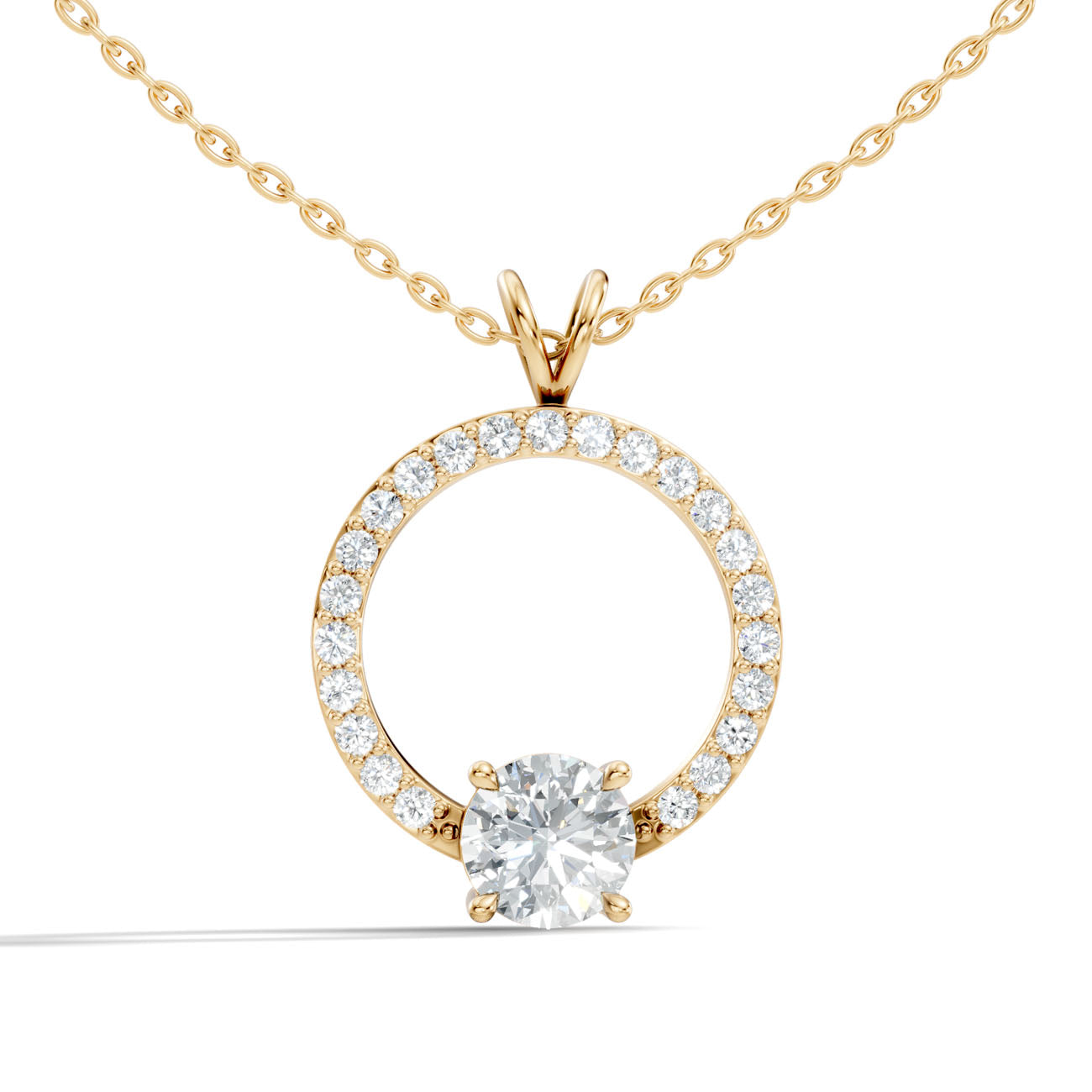 1.70 Ct. Round Diamond Circle Pendant with Floating Solitaire (GJSPD-176) 8