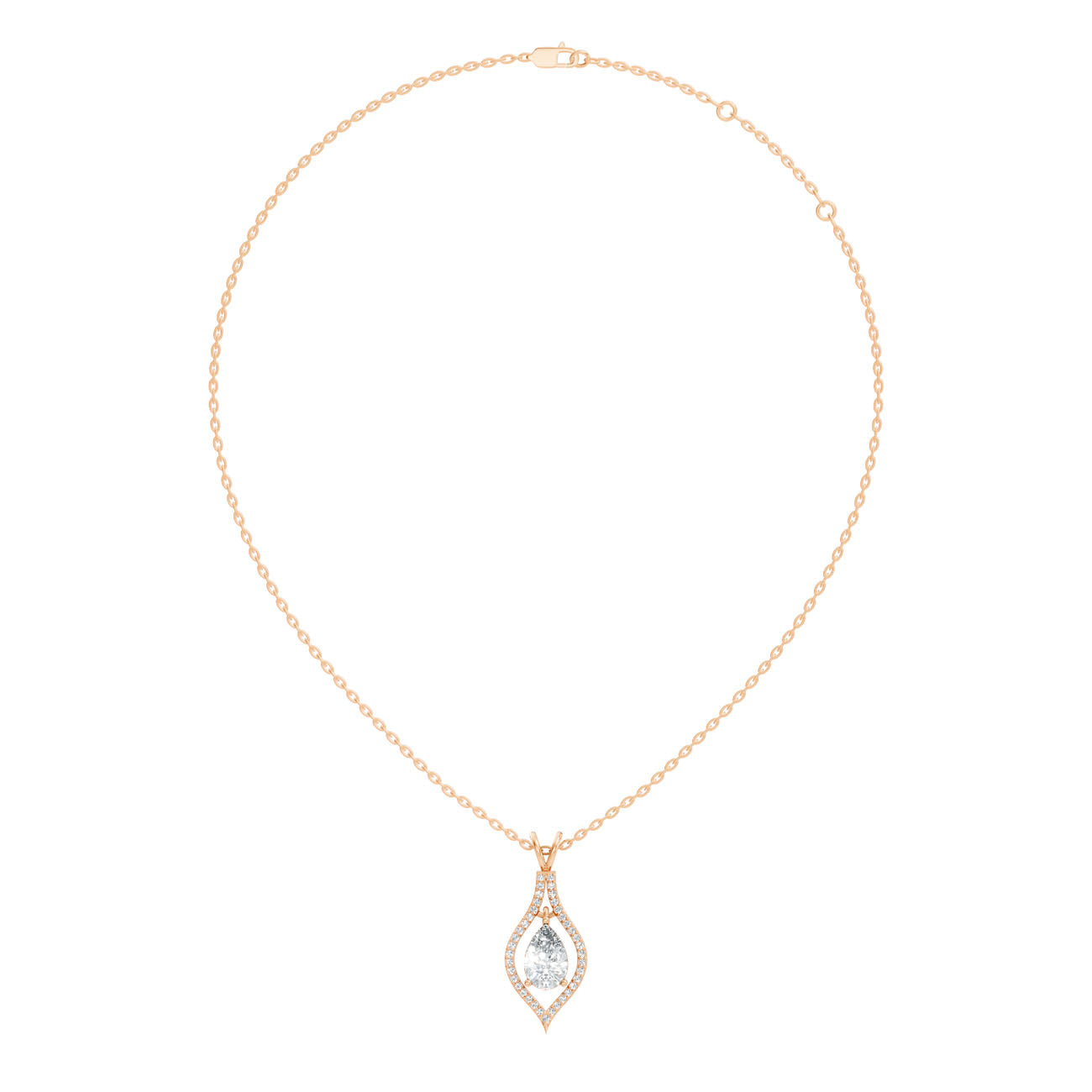 1.22 Ct. Pear Diamond Drop Halo Pendant Necklace (GJSPD-177)