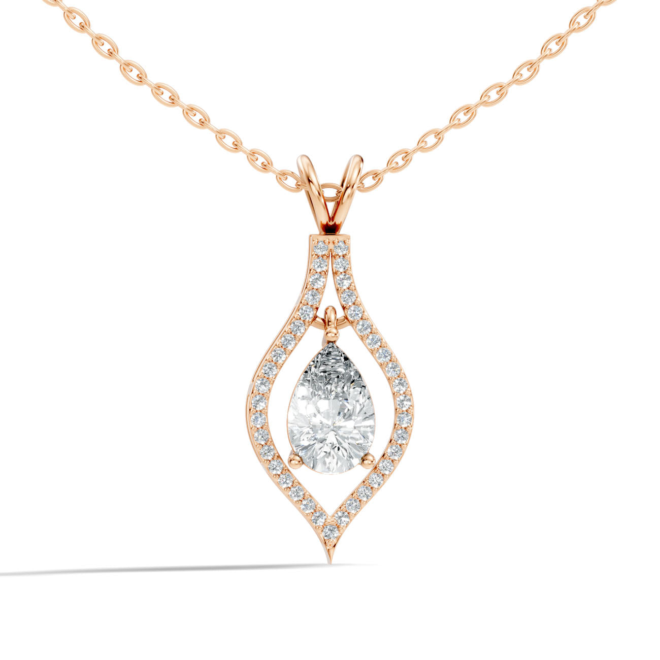 1.22 Ct. Pear Diamond Drop Halo Pendant Necklace (GJSPD-177) 4