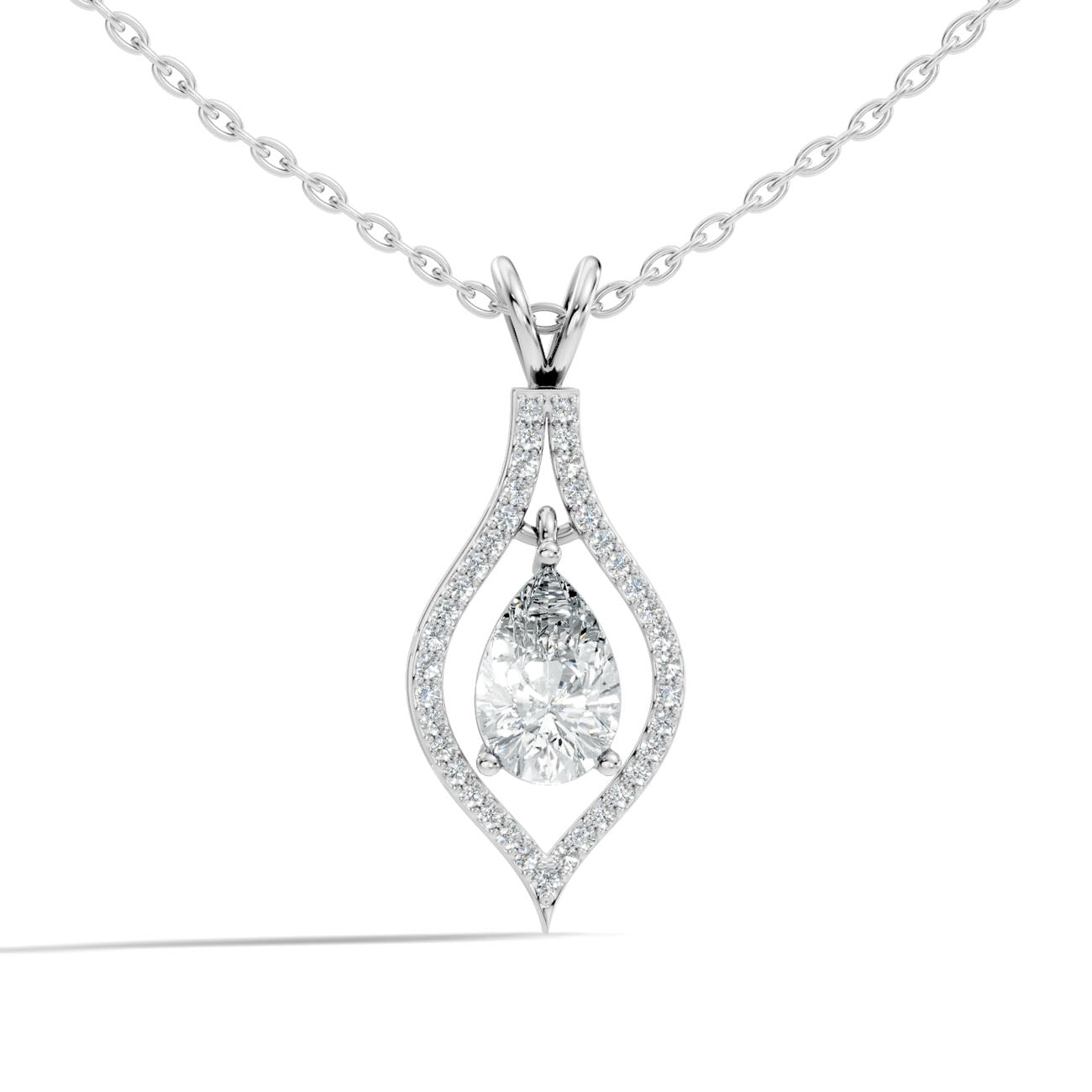 1.22 Ct. Pear Diamond Drop Halo Pendant Necklace (GJSPD-177)
