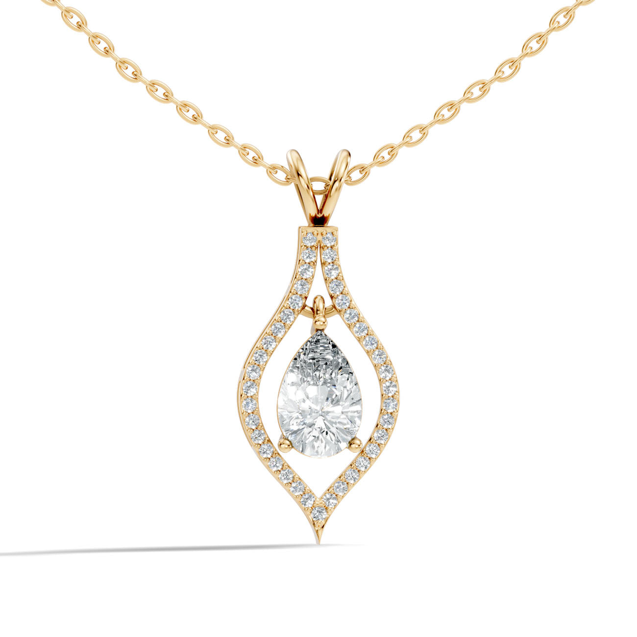 1.22 Ct. Pear Diamond Drop Halo Pendant Necklace (GJSPD-177) 8